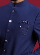 Royal Blue Emboss Jodhpuri Suit